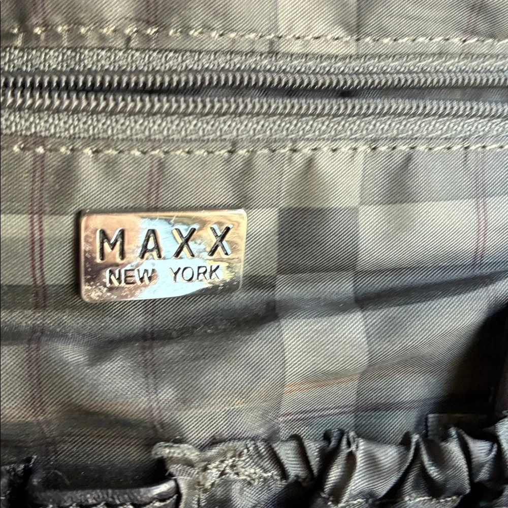 Maxx New York Black Leather Messenger Bag